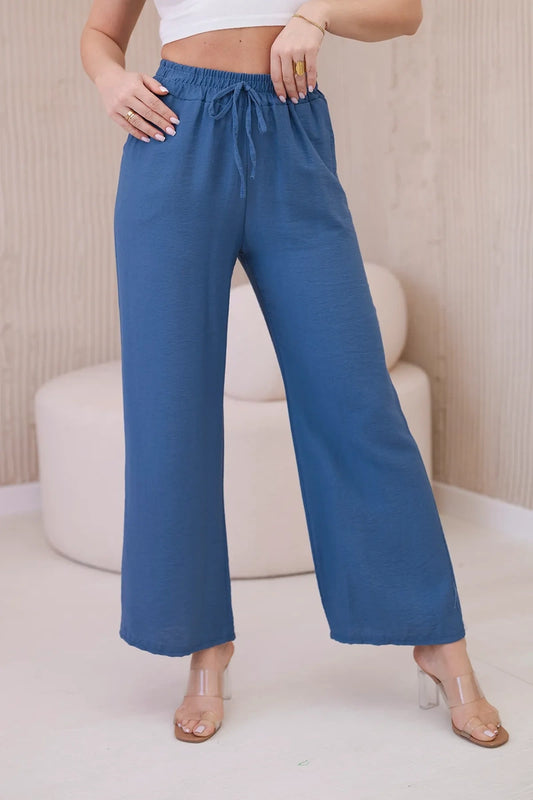 Viskózové široké nohavice Denim univerzálne