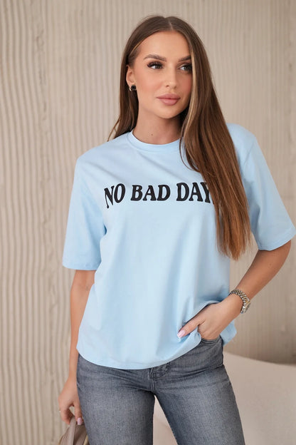 Bavlnená blúzka No Bad Days modrý univerzálne