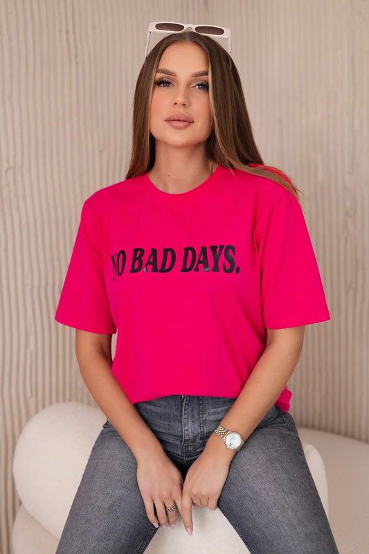 Bavlnená blúzka No Bad Days fuchsia univerzálne