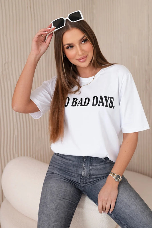 Bavlnená blúzka No Bad Days biely univerzálne