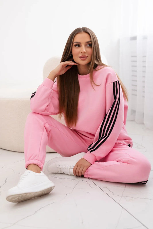 Dámská souprava s pruhy světlá růžová