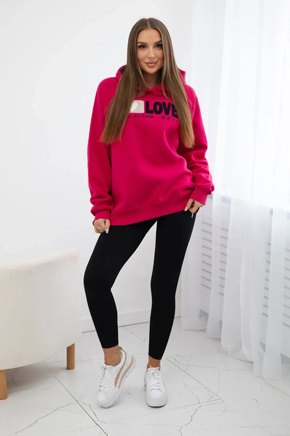 Zateplená bavlnená mikina s kapucňou Love fuchsia univerzálne
