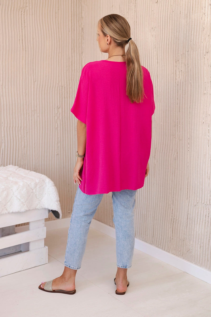 Oversized blúzka s príveskom fuchsia univerzálne