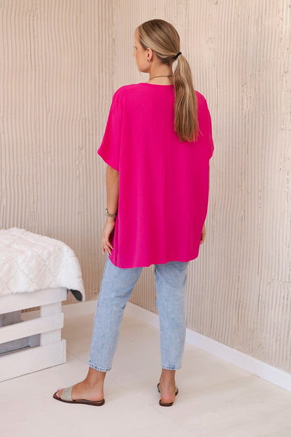 Oversized blúzka s príveskom fuchsia univerzálne