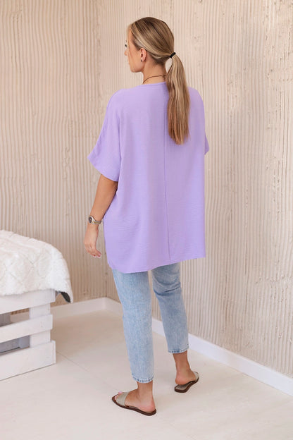 Oversized blúzka s príveskom svetlofialová univerzálne