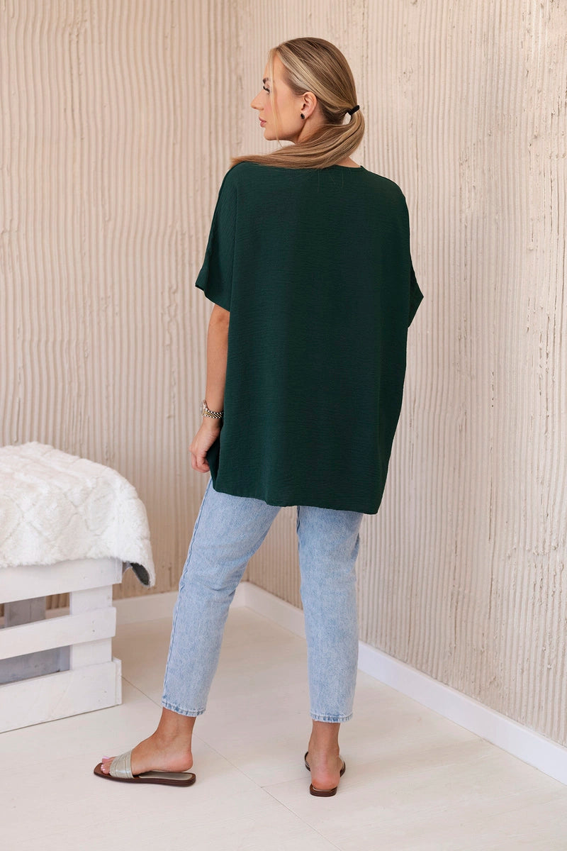 Oversized blúzka s príveskom tmavo zelená univerzálne