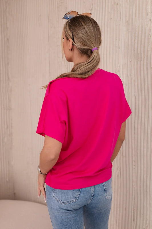 Bavlnená blúzka s ozdobnou mašľou fuchsia univerzálne