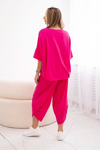 Bavlnená súprava blúzka + nohavice fuchsia univerzálne