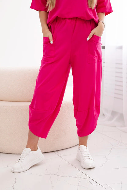Bavlnená súprava blúzka + nohavice fuchsia univerzálne