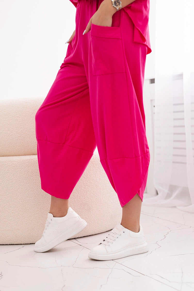 Bavlnená súprava blúzka + nohavice fuchsia univerzálne