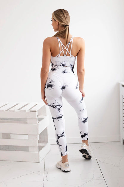 Fitness set top +legíny push up biely M/L