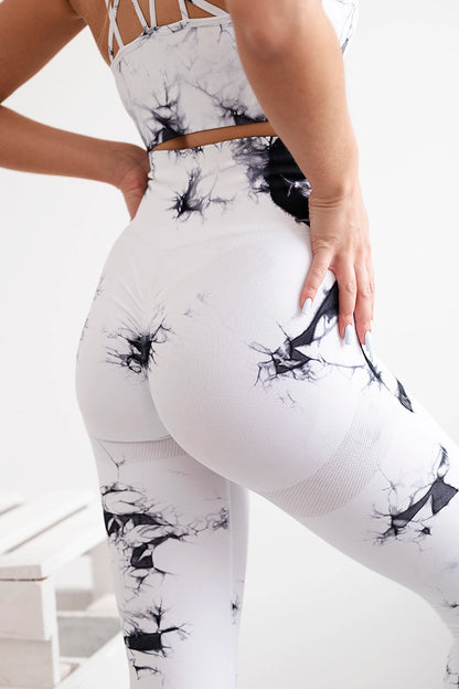 Fitness set top +legíny push up biely M/L