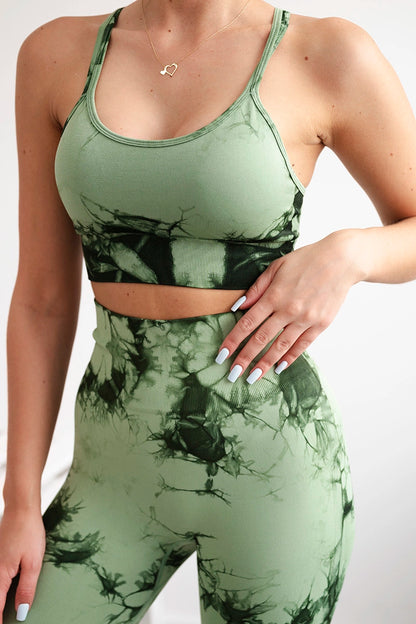 Fitness set top +legíny push up tmavá mäta S/M