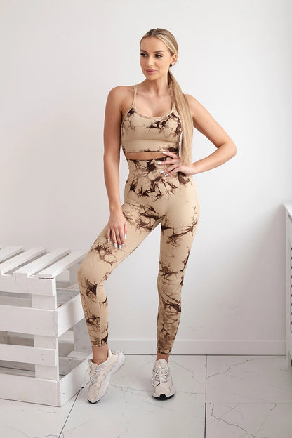 Fitness set top +legíny push up ťava S/M