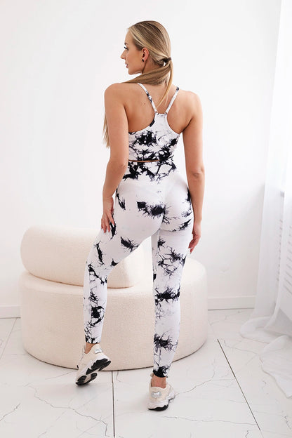 Fitness set top s nastaviteľnými ramienkami + push up legíny biely S/M