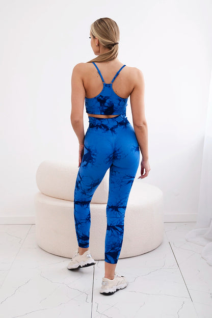 Fitness set top s nastaviteľnými ramienkami + push up legíny chrpa modrá S/M