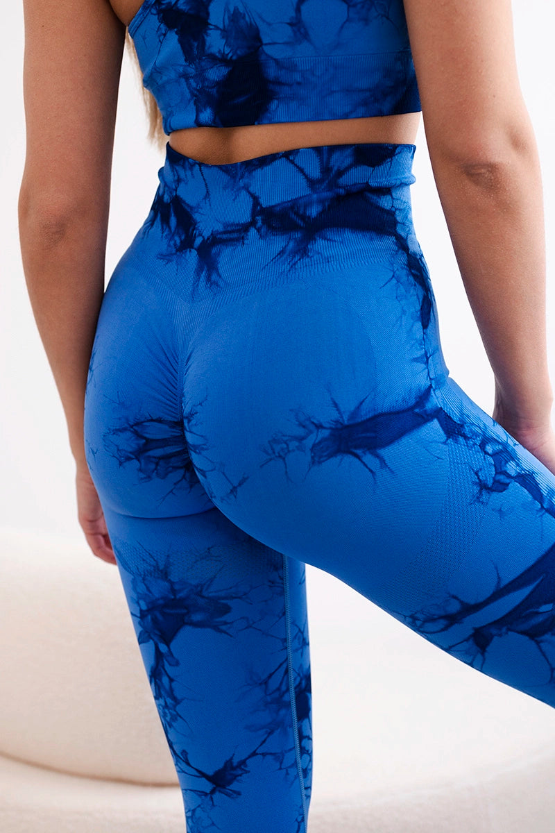 Fitness set top s nastaviteľnými ramienkami + push up legíny chrpa modrá S/M