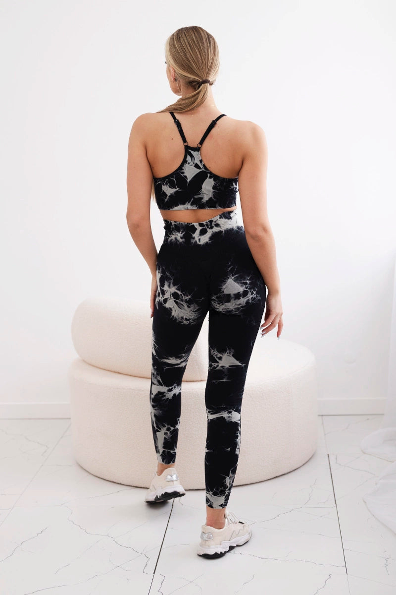 Fitness set top s nastaviteľnými ramienkami + push up legíny čierny S/M
