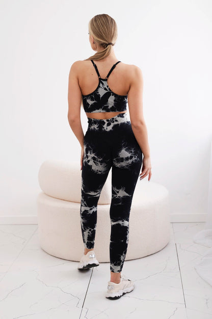 Fitness set top s nastaviteľnými ramienkami + push up legíny čierny S/M