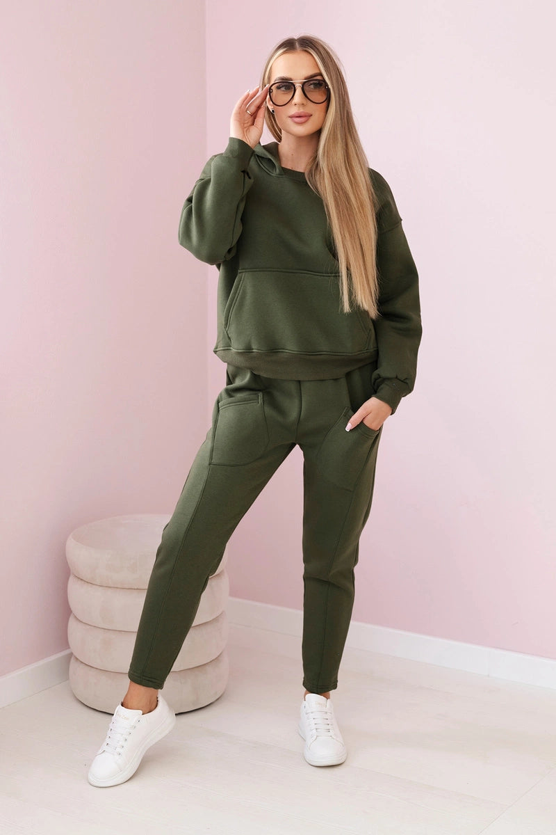 Zateplené sadové mikinové + nohavice khaki univerzálne