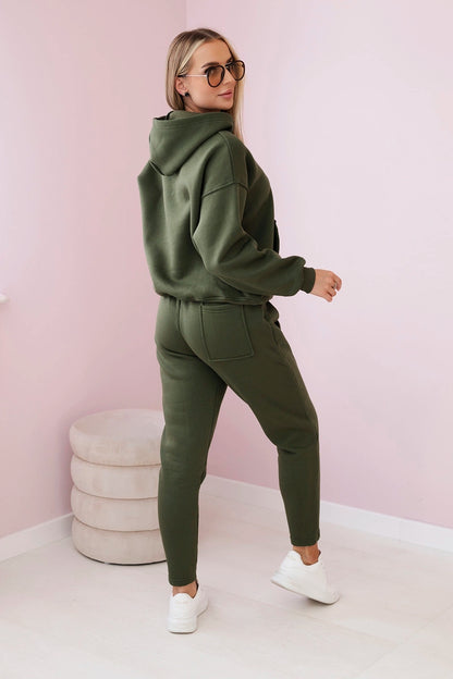 Zateplené sadové mikinové + nohavice khaki univerzálne