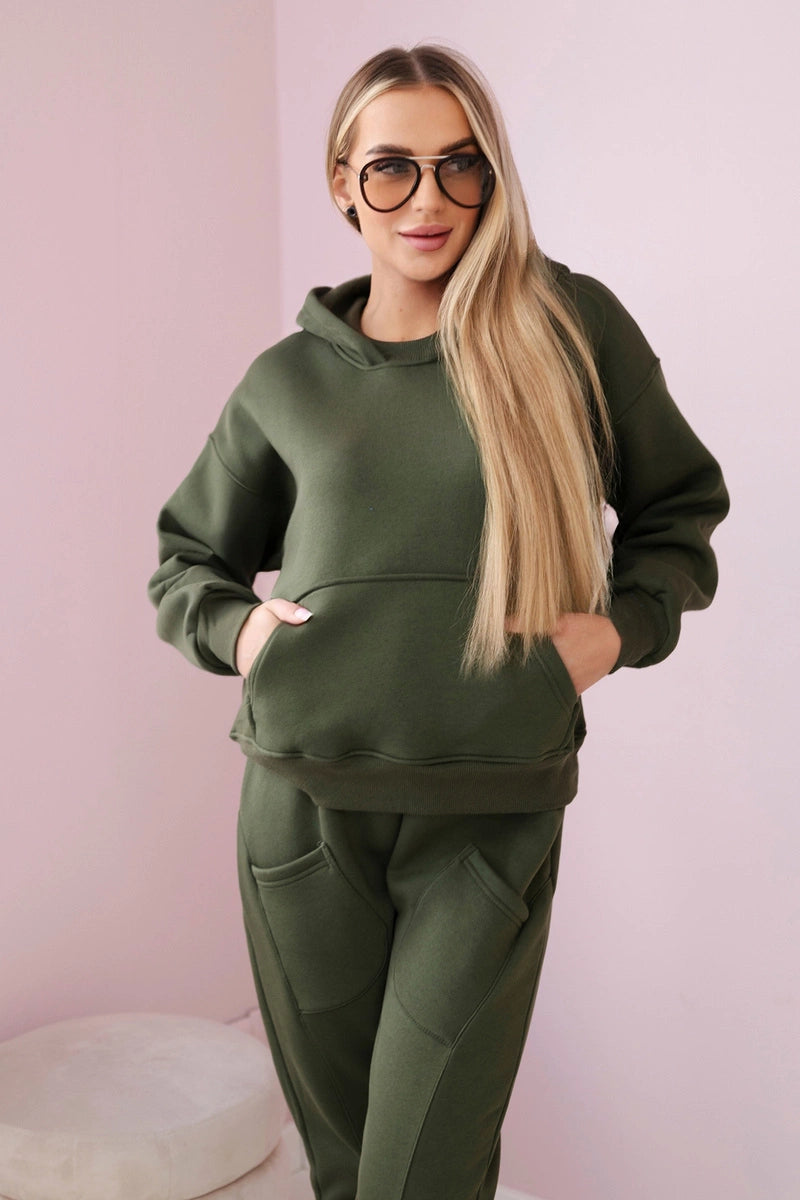 Zateplené sadové mikinové + nohavice khaki univerzálne
