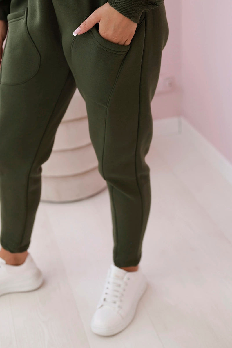 Zateplené sadové mikinové + nohavice khaki univerzálne