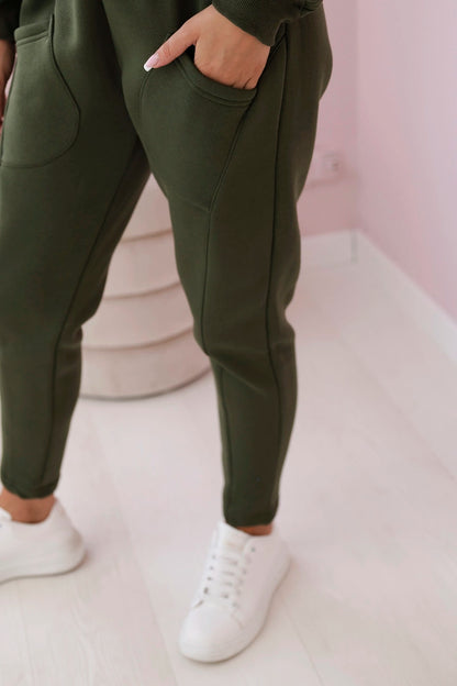 Zateplené sadové mikinové + nohavice khaki univerzálne