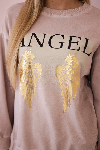 Bavlnená súprava Angel mikinové + nohavice púdrová ružová univerzálne