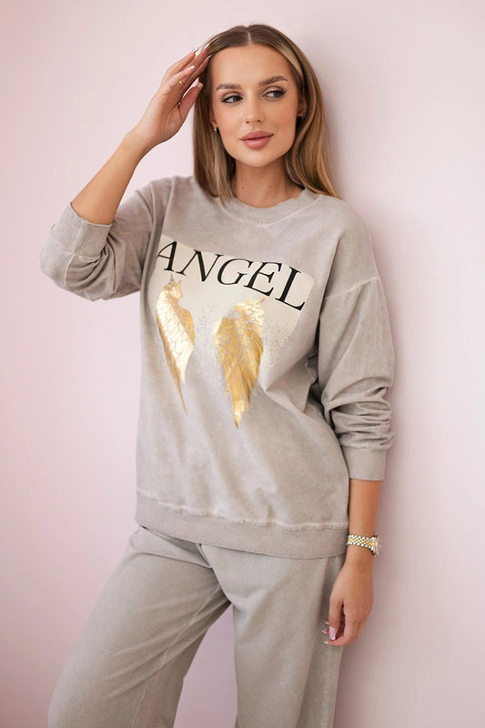 Bavlnená súprava Angel mikinové + nohavice béžový univerzálne