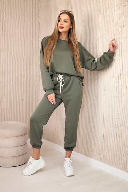 Set mikinové + nohavice maslová látka khaki univerzálne