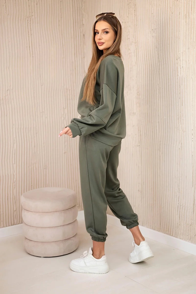 Set mikinové + nohavice maslová látka khaki univerzálne