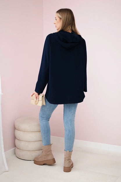 Oversized viskózová mikina Love námornícka modrá univerzálne