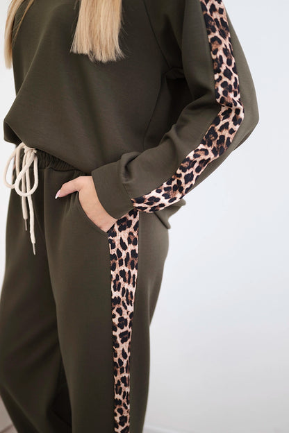 Viskózová súprava s leopardími prúžkami khaki univerzálne