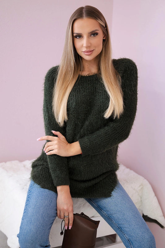 Sveter s chlpom khaki univerzálne