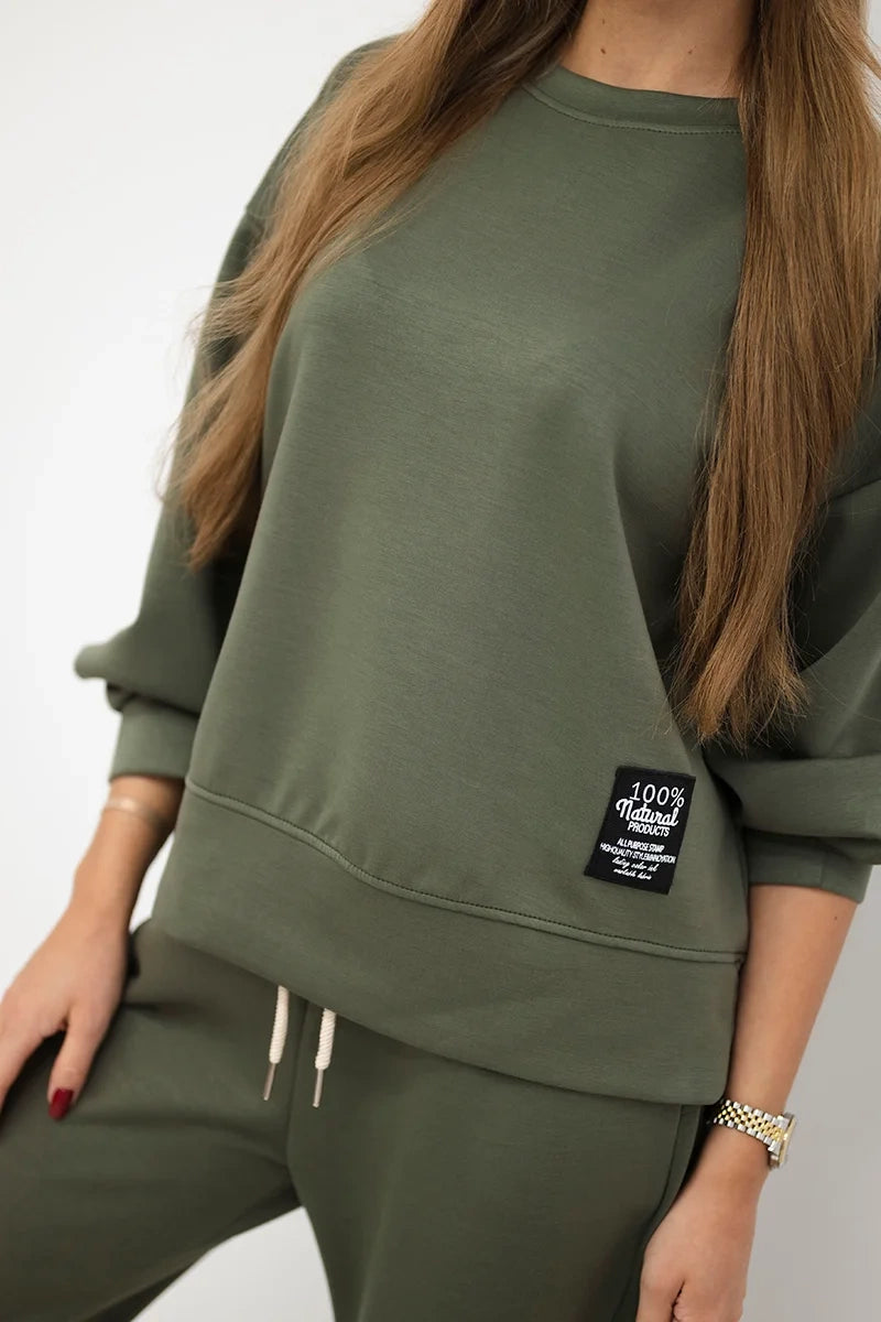 Set maslová látka mikinové + nohavice Khaki univerzálne