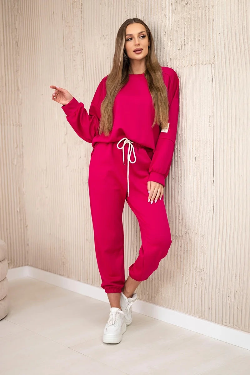 Set mikinové + nohavice maslová látka fuchsia univerzálne