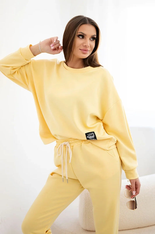 Set maslová látka mikinové + nohavice žltý univerzálne