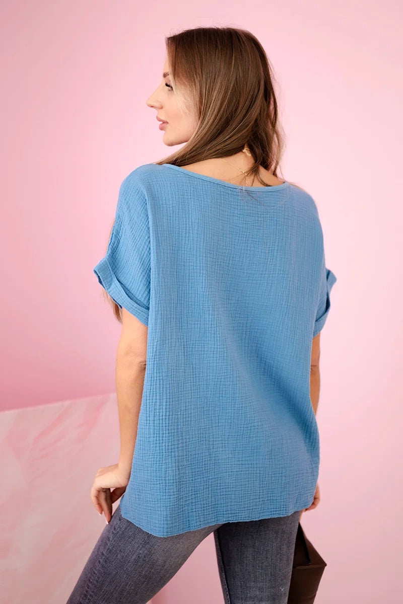 Mušelínová blúzka s náhrdelníkom Denim univerzálne