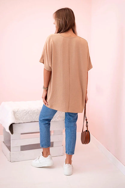 Oversized blúzka s príveskom ľahká ťava univerzálne