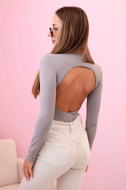 Dámske body blúzka s dlhým rukávom a hlbokým výstrihom fango univerzálne
