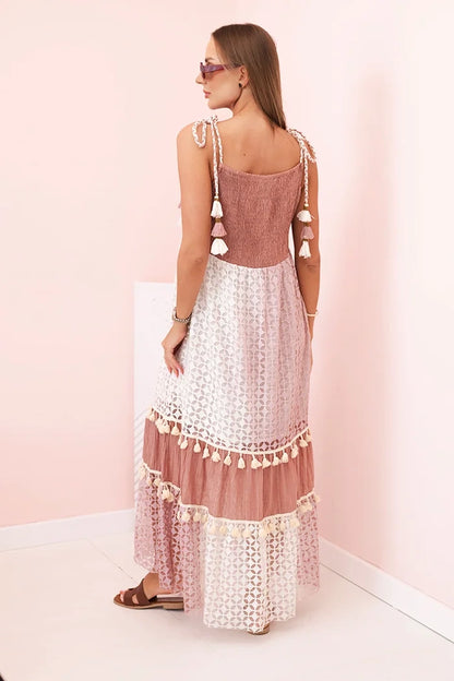 Dámske boho šaty s ramienkami ťava univerzálne