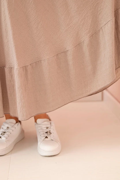 Dámske šaty plus size s krátkym rukávom a volánom z ľahkej viskózy fango univerzálne