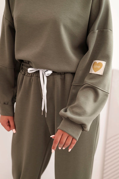 Dámská souprava s volnou mikinou LOVE khaki