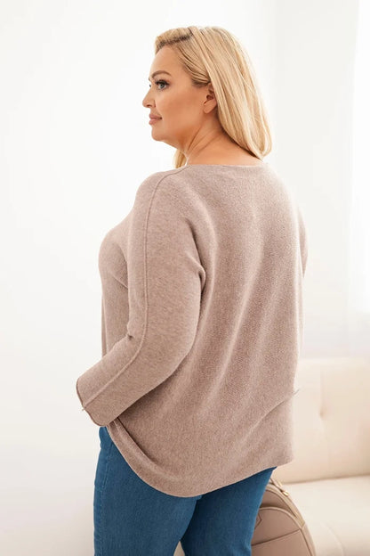 Dámsky sveter plus size s lodičkovým výstrihom fango univerzálne