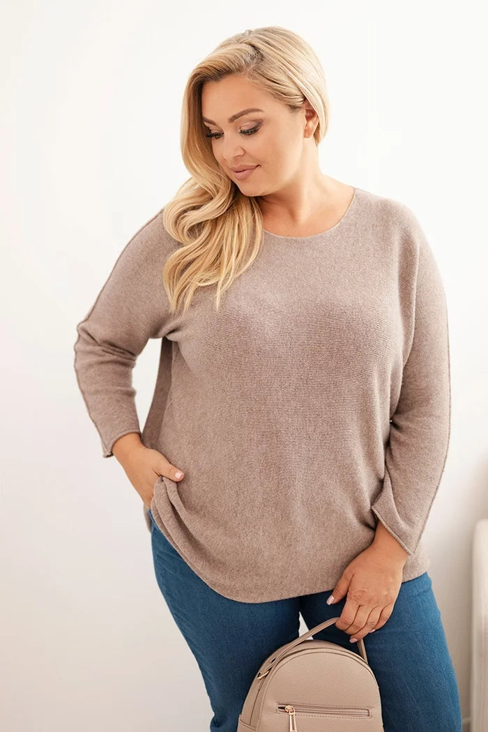 Dámsky sveter plus size s lodičkovým výstrihom fango univerzálne
