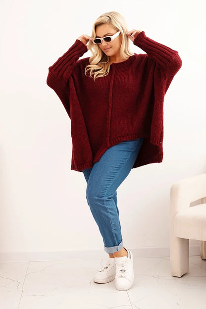 Dámsky sveter Plus Size z akrylom s voľným strihom a rukávom 3/4 fango univerzálne