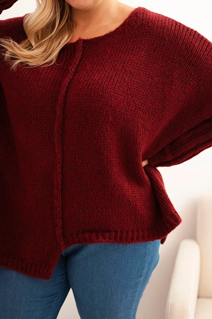 Dámsky sveter Plus Size z akrylom s voľným strihom a rukávom 3/4 fango univerzálne
