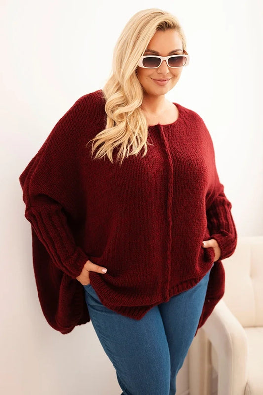 Dámsky sveter Plus Size z akrylom s voľným strihom a rukávom 3/4 fango univerzálne