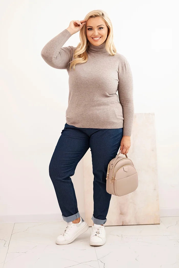 Dámsky sveter Plus Size z viskózy s klasickým strihom fango univerzálne